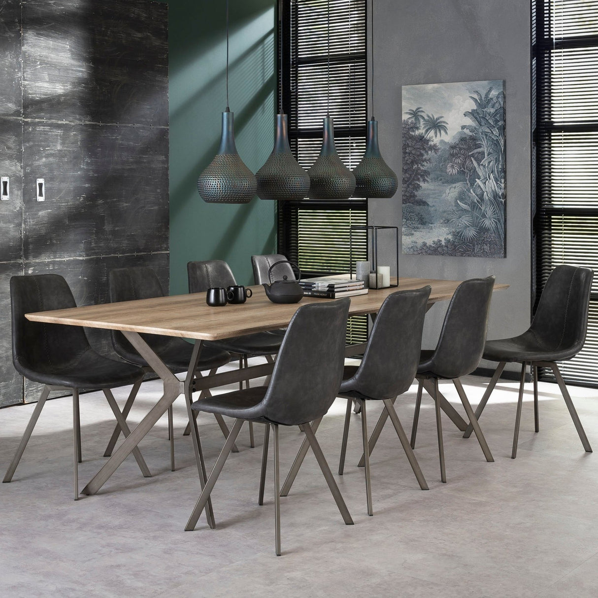 Set of 4 Dining Chairs Siena Saddle PU black 