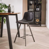 Set of 4 Bar Stools Siena Saddle PU black 