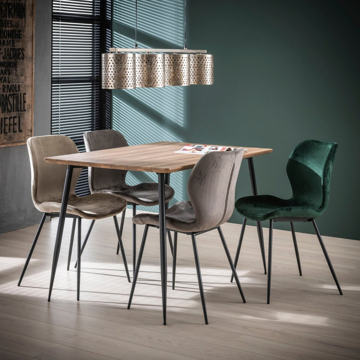 Set van 4 eetkamerstoelen Argo Velours Groen