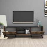 TV furniture elegant walnut black melamine 180x52x34 cm