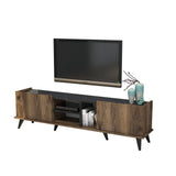 TV furniture elegant walnut black melamine 180x52x34 cm