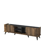 TV furniture elegant walnut black melamine 180x52x34 cm