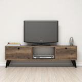 TV Furniture Serenat Walnut Black Melamine 138x42.6x29.5 cm