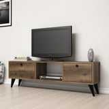 TV Furniture Serenat Walnut Black Melamine 138x42.6x29.5 cm