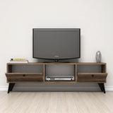 TV Furniture Serenat Walnut Black Melamine 138x42.6x29.5 cm