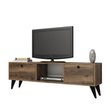 TV Furniture Serenat Walnut Black Melamine 138x42.6x29.5 cm