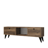 TV Furniture Serenat Walnut Black Melamine 138x42.6x29.5 cm