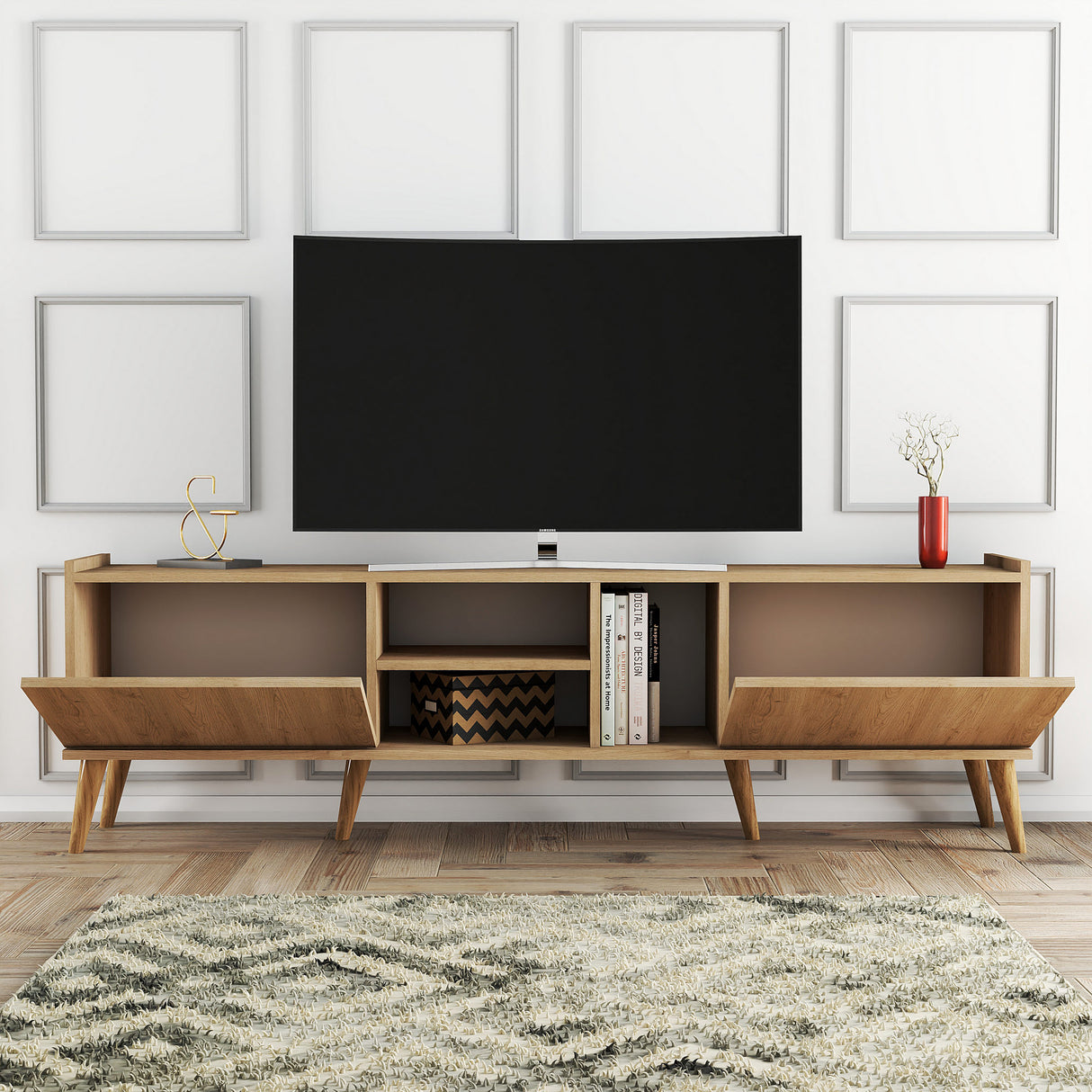 TV furniture lotus oak melamine 180x50x34 cm