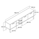 TV furniture Exxen oak melamine 180x52x35 cm