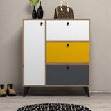 Shoe cabinet Bella oak white yellow anthracite melamine 90x105x35 cm