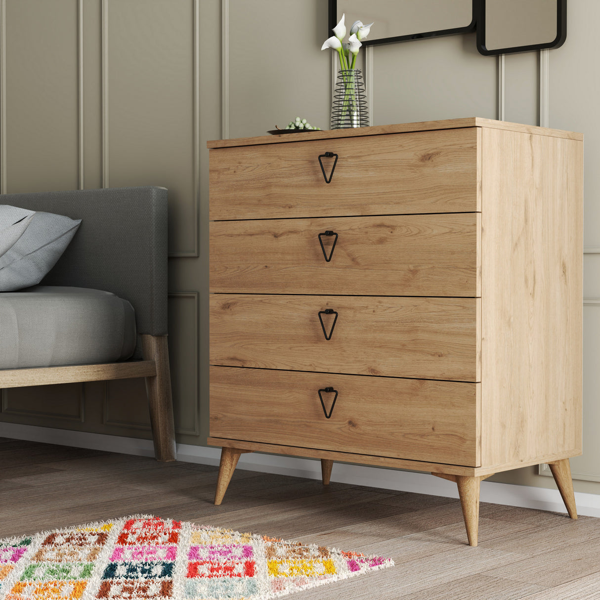 Chest of drawers versa oak melamine 80x90.8x45 cm