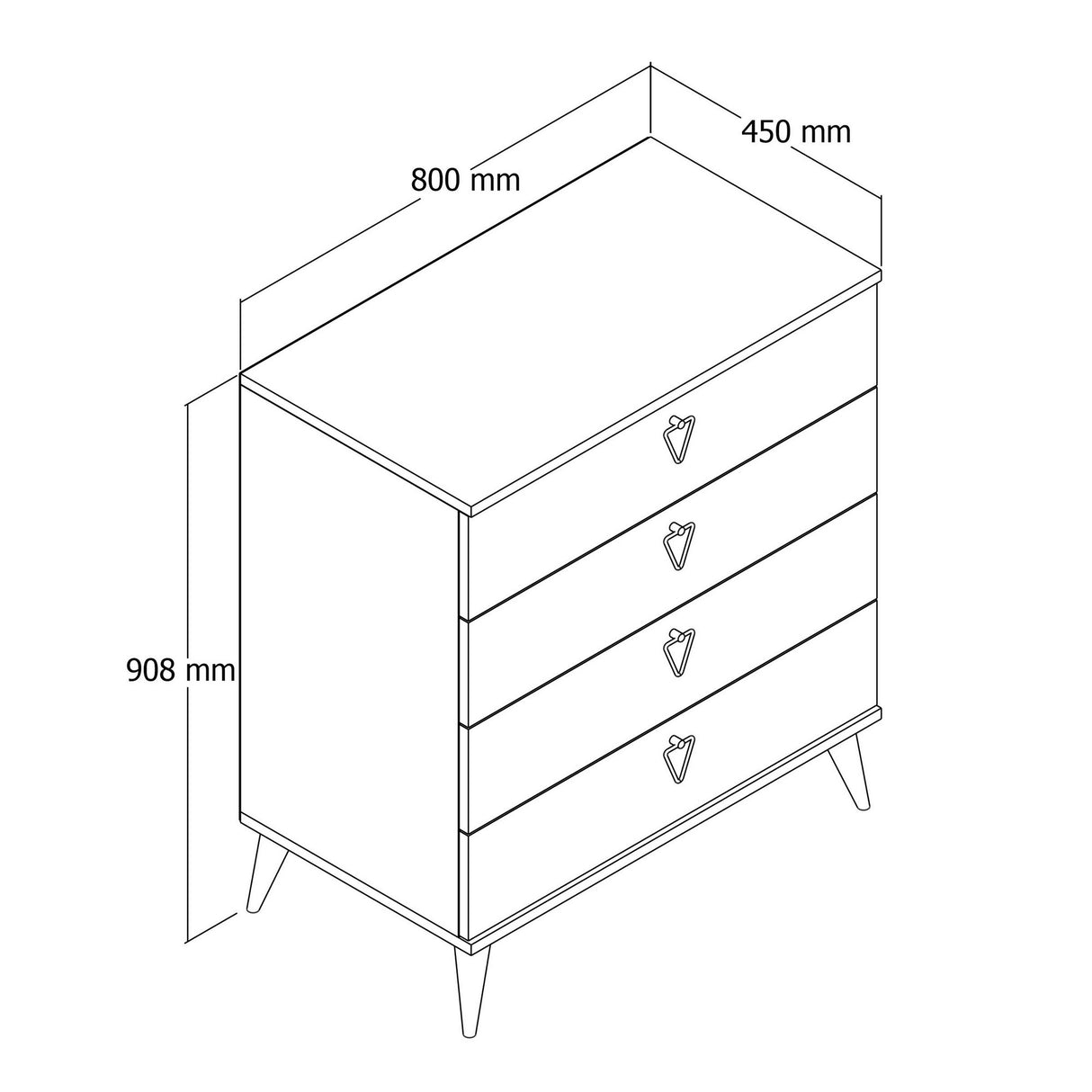 Chest of drawers versa oak melamine 80x90.8x45 cm