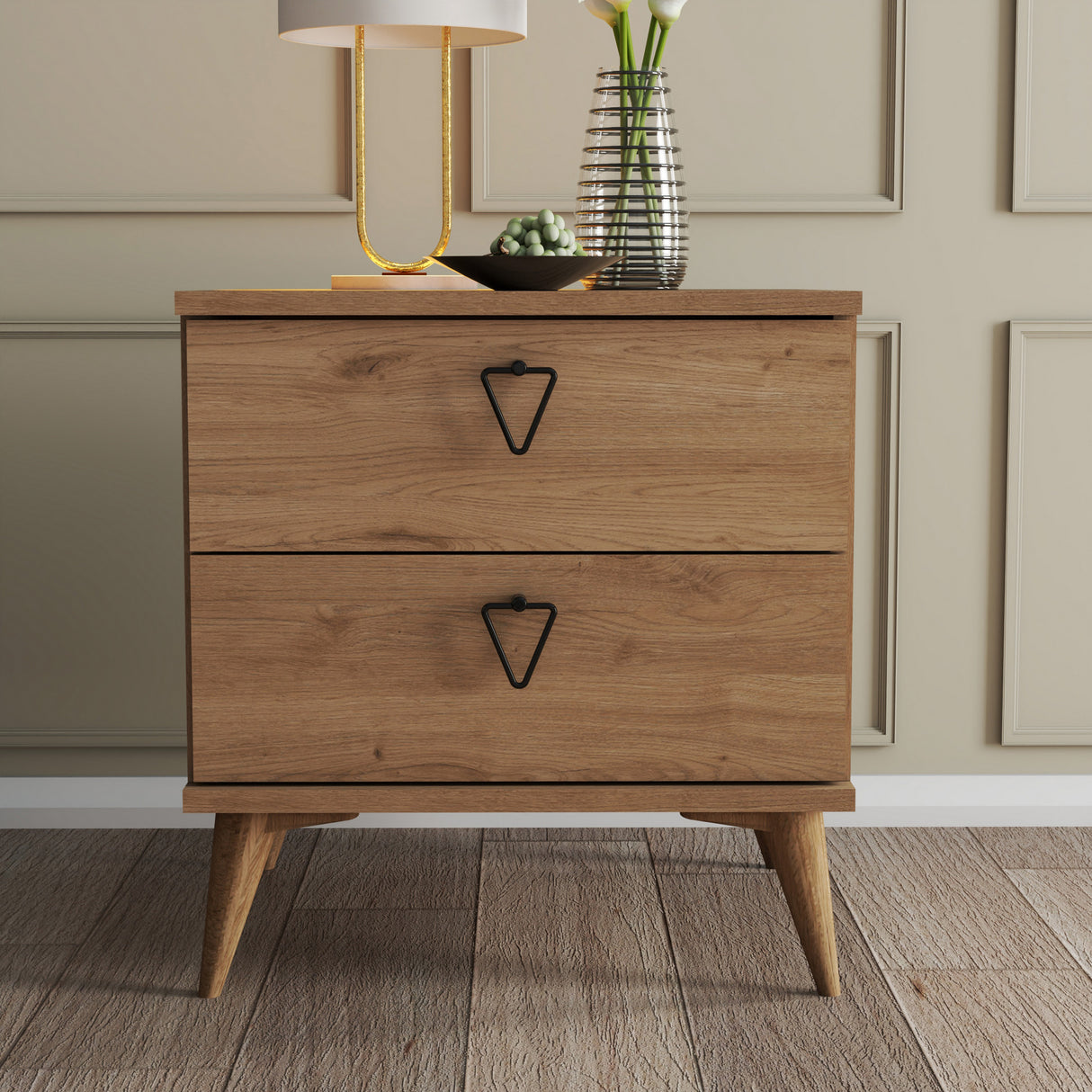 Bedside table versa oak melamine 52x55.1x45 cm