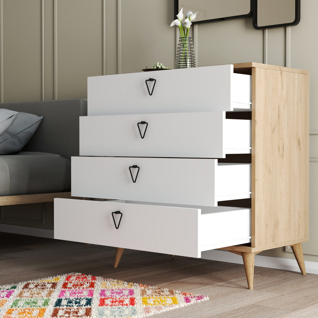 Chest of drawers versa oak white melamine 80x90.8x45 cm