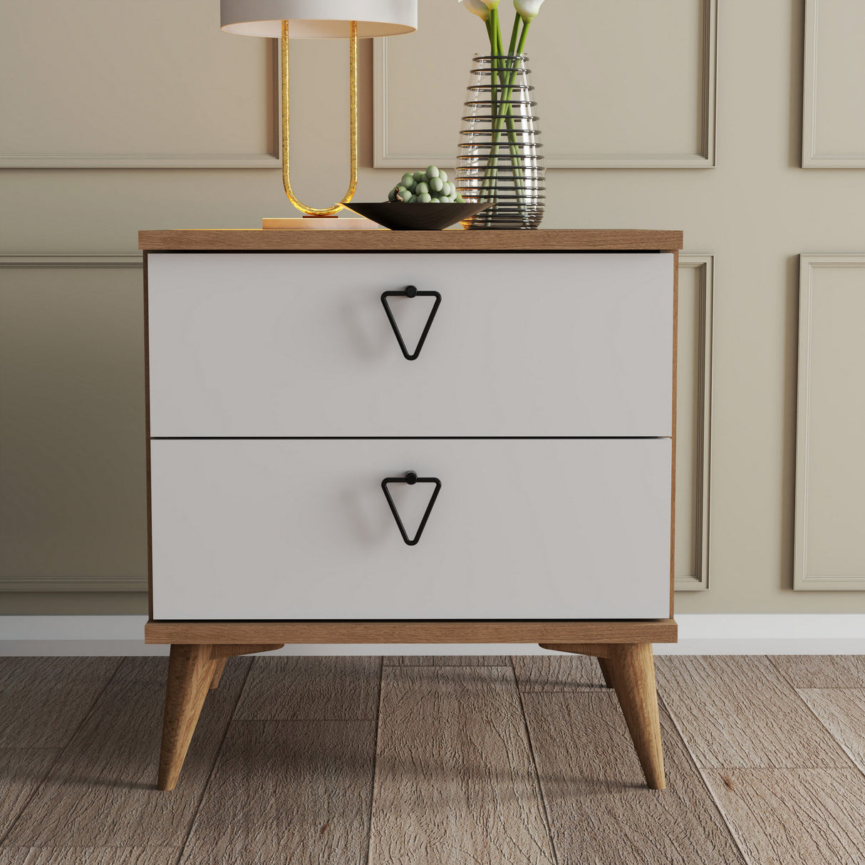 Bedside table versa oak white melamine 52x55.1x45 cm