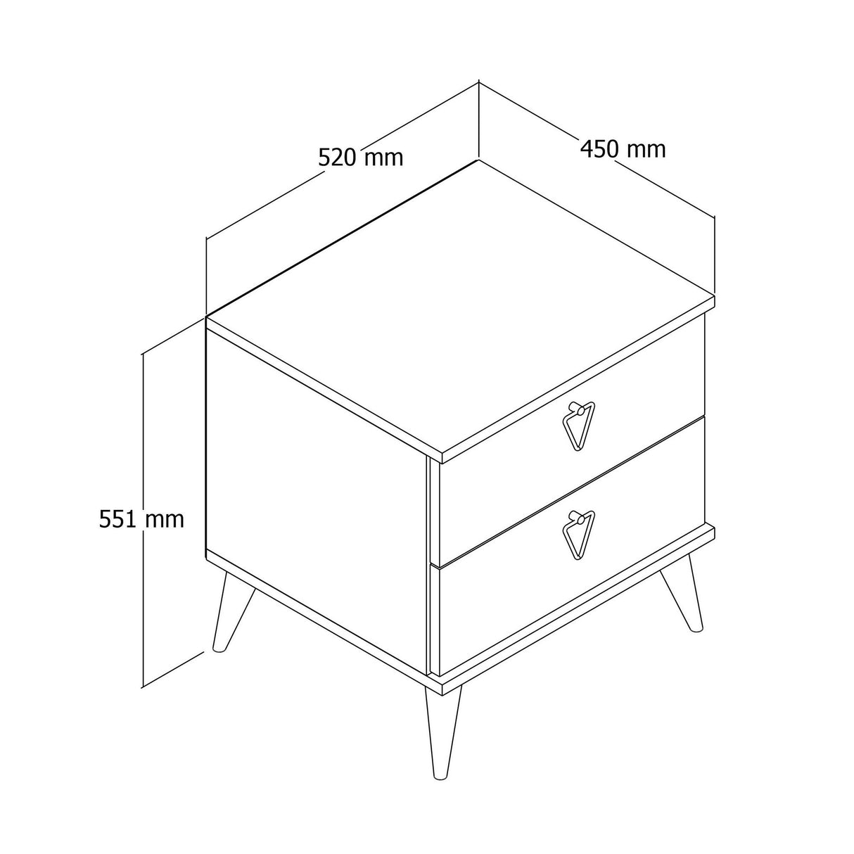 Bedside table versa oak white melamine 52x55.1x45 cm