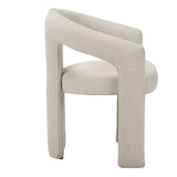 Design Dining Chair Ivory Bouclé Maro - Fully Upholstered 