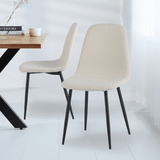 Set of 4 Scandinavian Dining Chairs Cream Boucle Fabric Swift - Without Armrests 