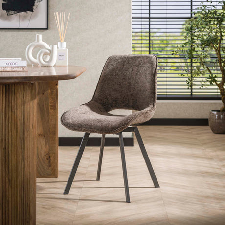 Set of 4 swivel dining chairs Silos chenille taupe 
