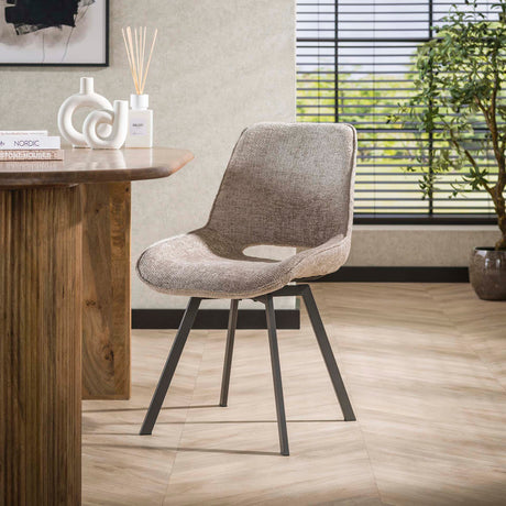 Set of 4 swivel dining chairs Silos chenille beige 