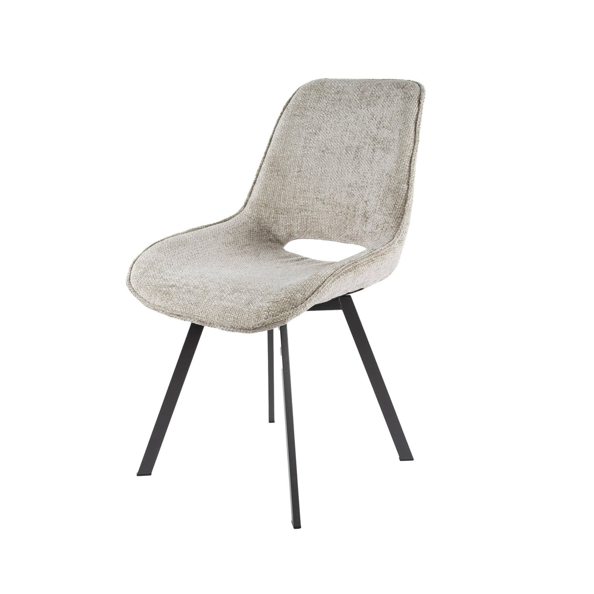 Set of 4 swivel dining chairs Silos chenille beige 