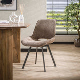 Set of 4 swivel dining chairs Silos chenille brown 