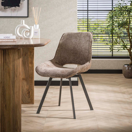 Set of 4 swivel dining chairs Silos chenille brown 