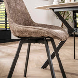 Set of 4 swivel dining chairs Silos chenille brown 