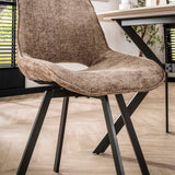 Set of 4 swivel dining chairs Silos chenille brown 