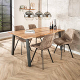 Set of 4 swivel dining chairs Silos chenille brown 