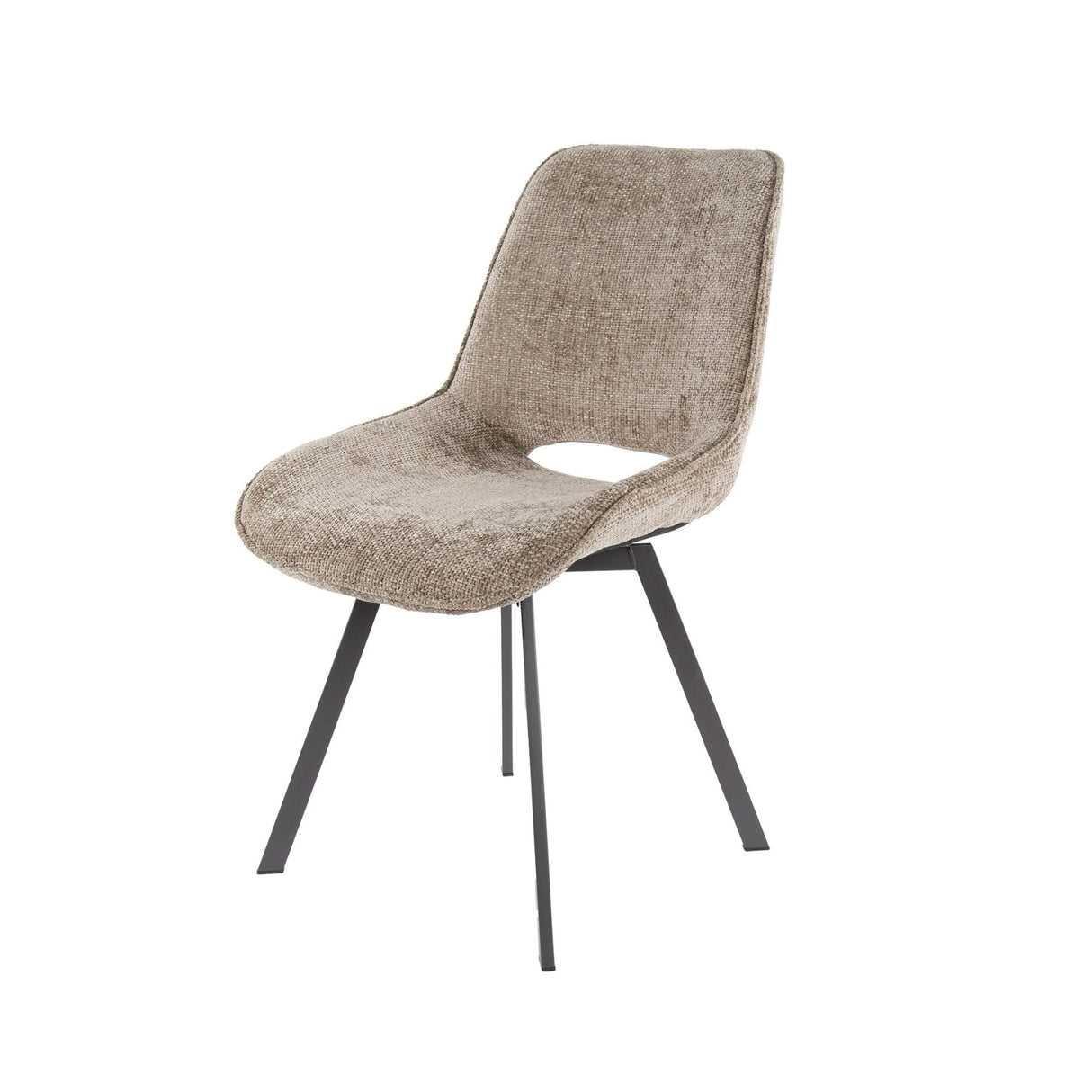 Set of 4 swivel dining chairs Silos chenille brown 