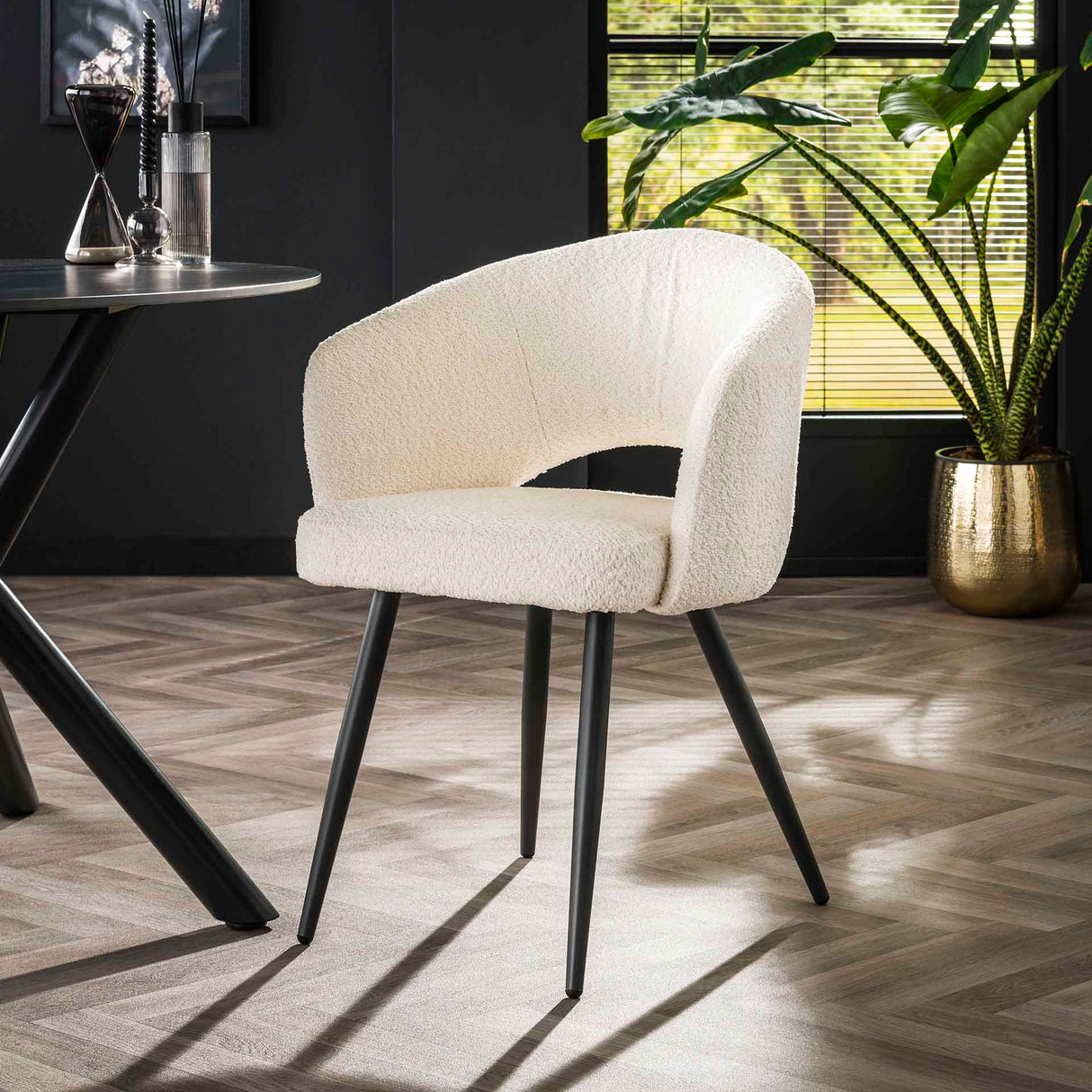 Set van 2 eetkamerstoelen Cargo Bouclé Wit
