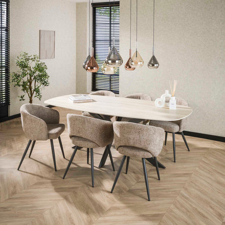 Set van 2 eetkamerstoelen Cargo Stof Zand