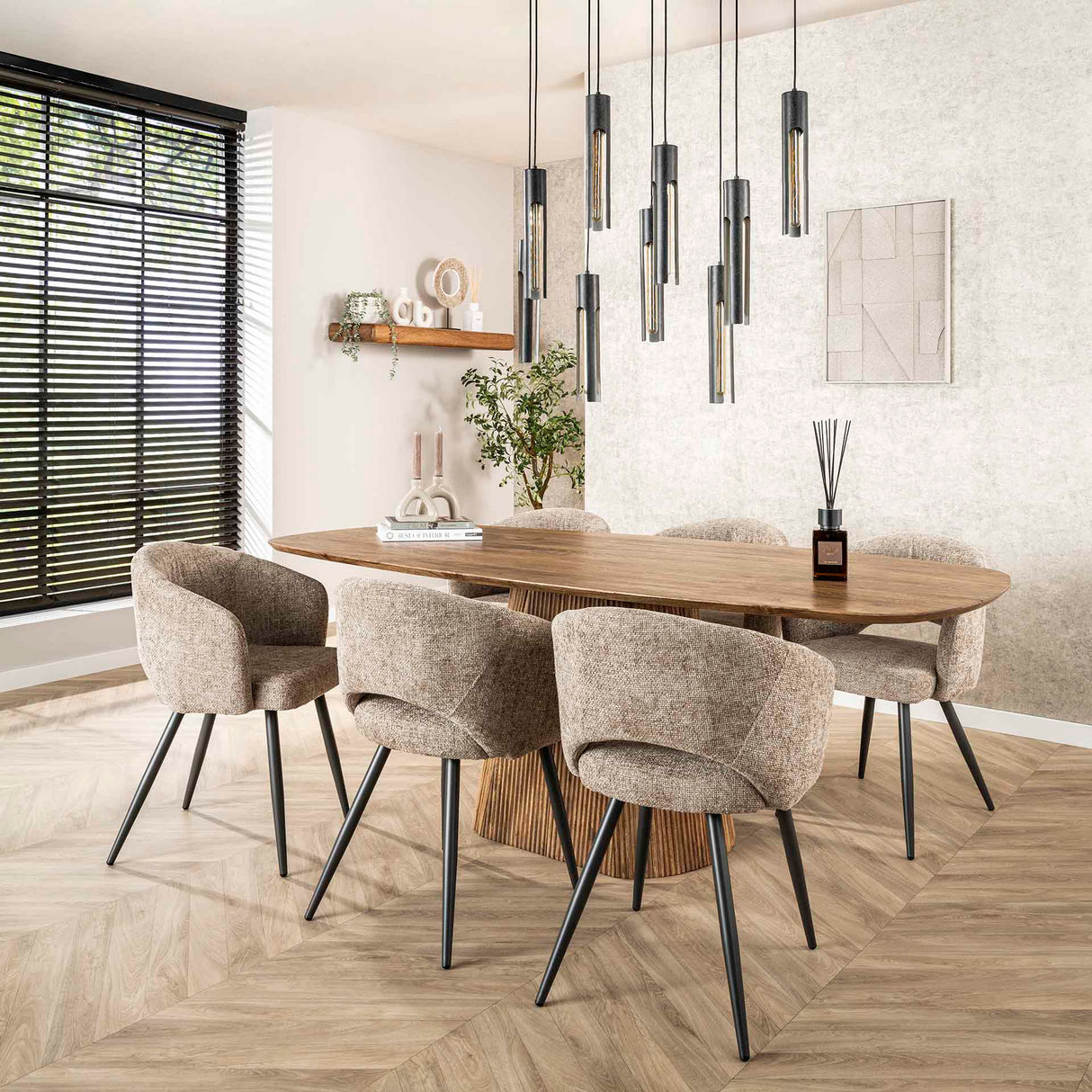 Set van 2 eetkamerstoelen Cargo Stof Zand