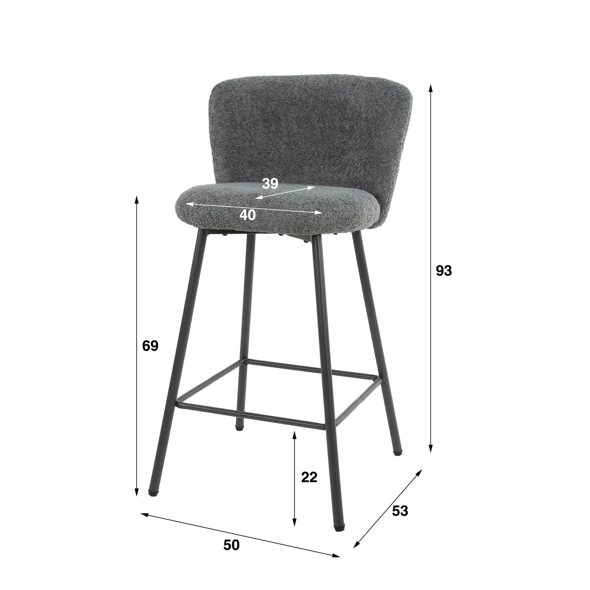 Simon Bar Stool Bouclé Set of 4