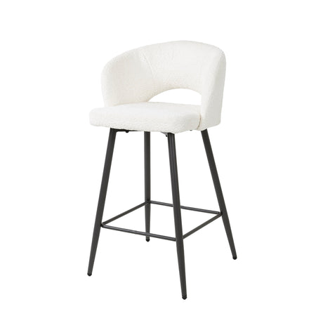Set van 2 barkrukken Alba Bouclé Wit