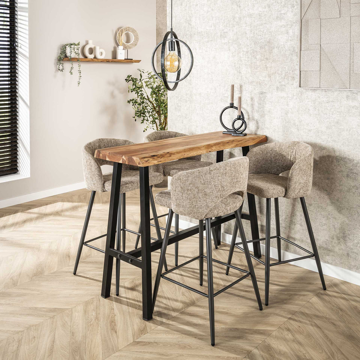 Set of 2 Bouclé Fabric Bar Stools Ole - Seat Height 69 cm - With Armrests 