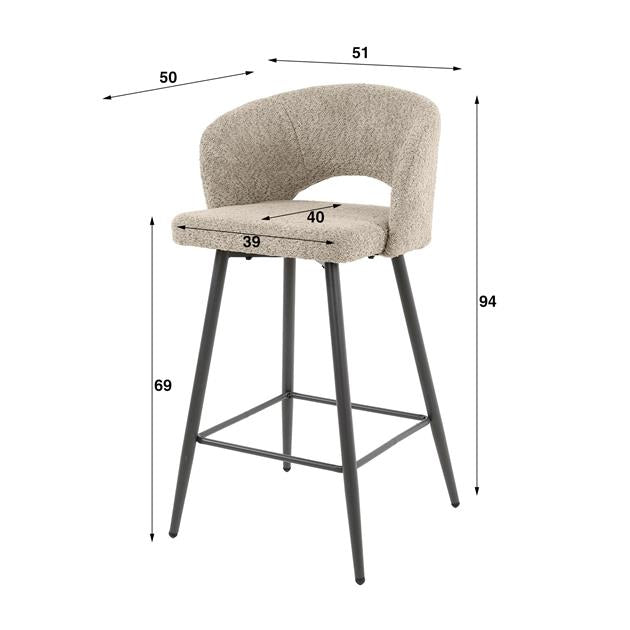 Ole Bar Stool Bouclé Set of 2