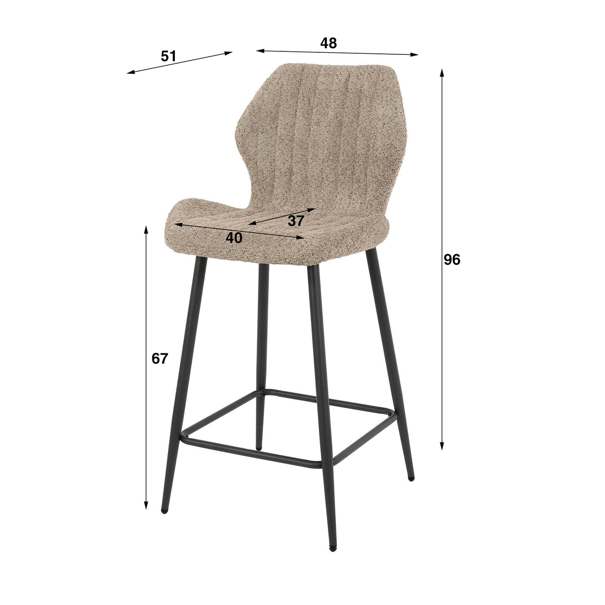 Chantal Bar Stool Bouclé Set of 2