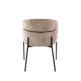 Dining chair Lola Bouclé fabric Sand color with round back and arm 