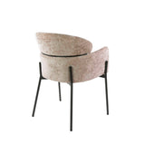 Dining chair Lola Bouclé fabric Sand color with round back and arm 