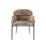 Dining chair Lola Bouclé fabric Champagne with round back and arm 