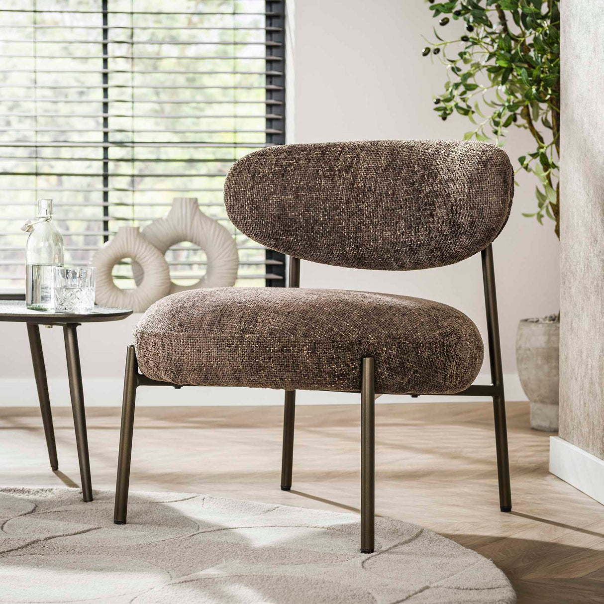 Juno Armchair - Fabric Brown - Compact & Comfortable 
