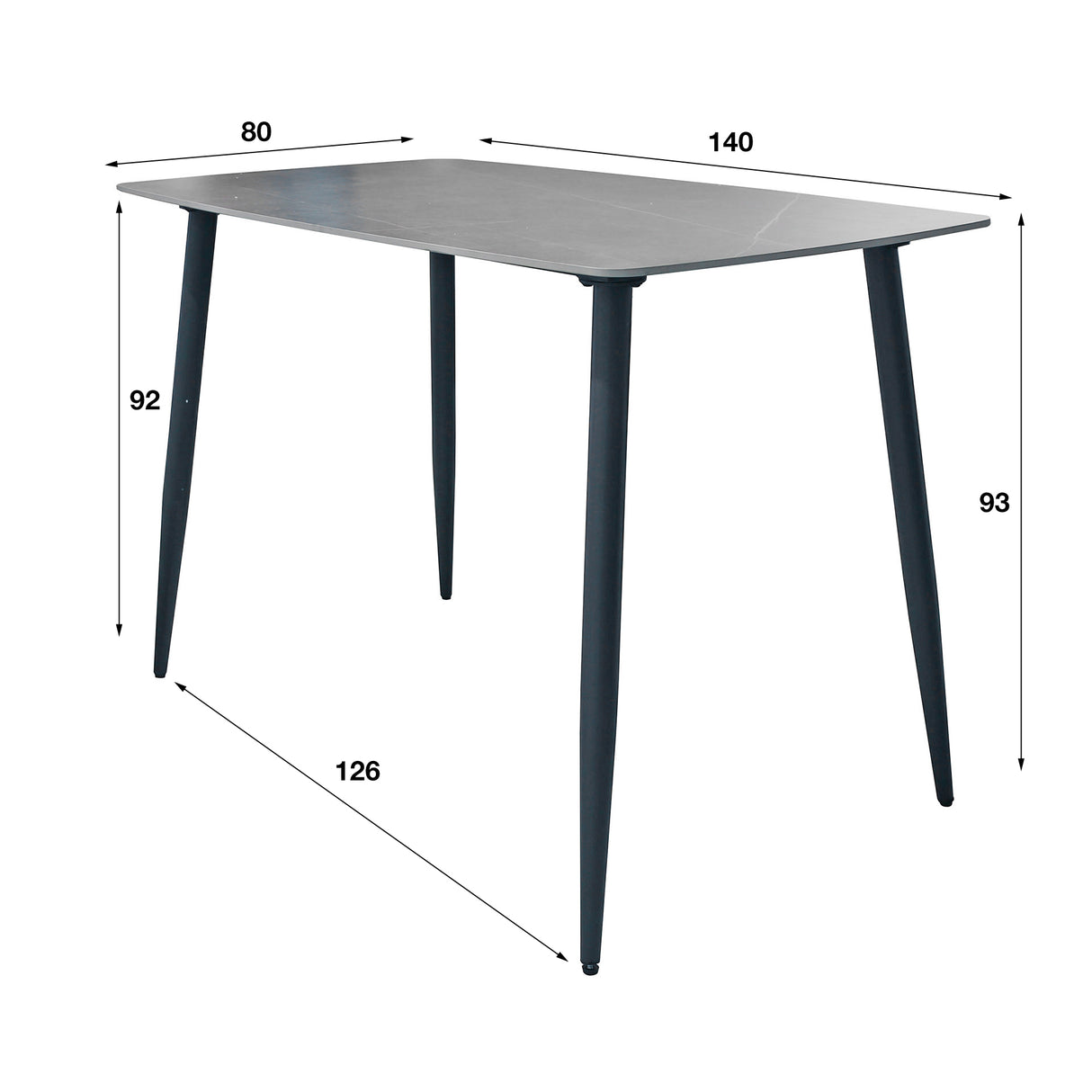 Bar table mint 140 cm gray ceramics