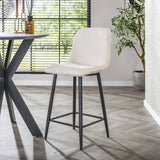 Set of 2 bar stools Koda Ribstof Crème