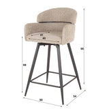 Set van 2 barkrukken Sienna Bouclé zand ronde rug draaibaar