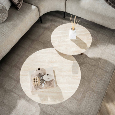 Coffee table set Nola Round - Ceramic Travertine (2-piece) 