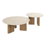Coffee table set Nola Round - Ceramic Travertine (2-piece) 