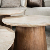 Trio Ø80 Coffee Table Set Ceramic Travertine 