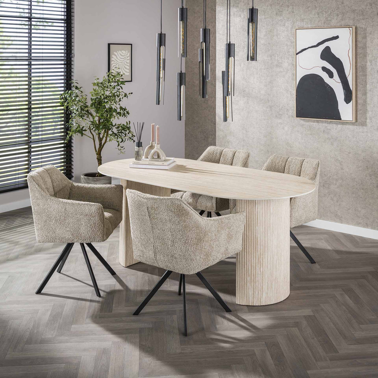 Dining table Jimi 180x90 cm Travertin Beige